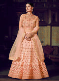 Peach Embroidered Anarkali Lehenga Suit
