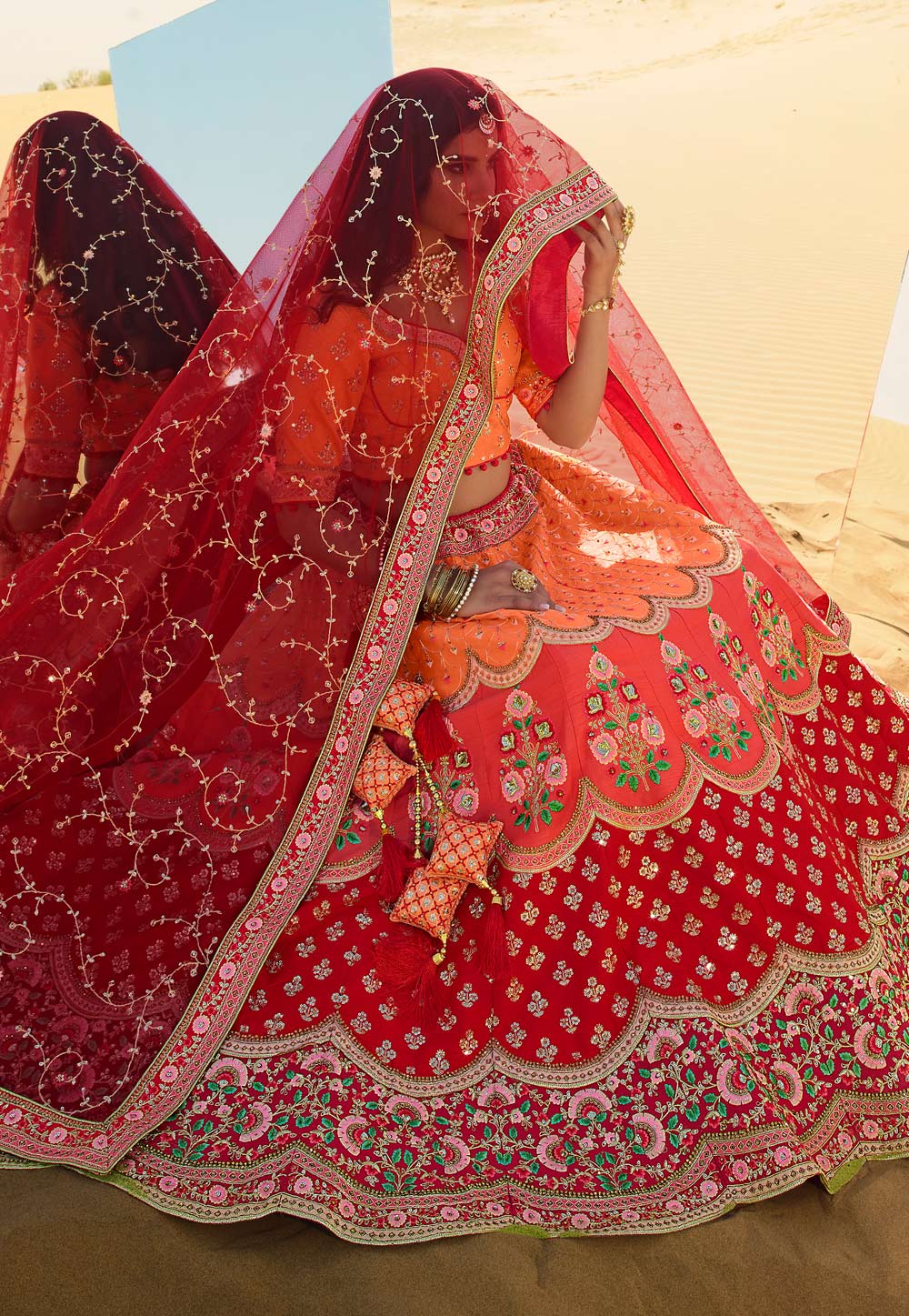 Orange And Red Lehenga Choli In usa uk canada
