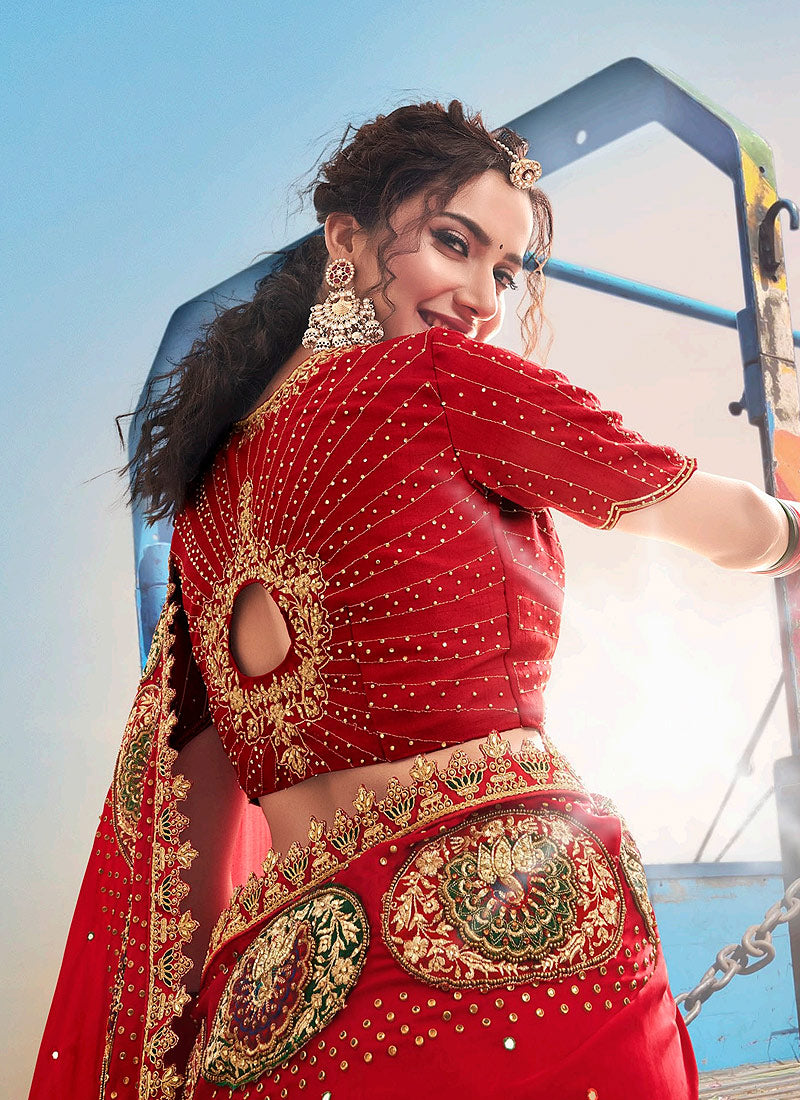 Indian Saree - Red Multi Embroidered Saree In usa uk canada