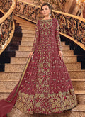 Red Designer Jacket Anarkali Suit