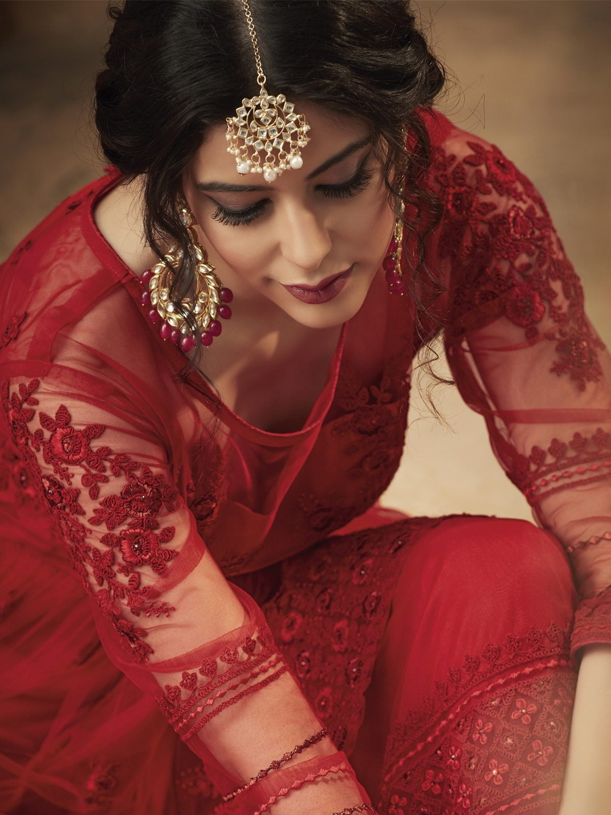Red Party Wear Sharara Suit online 