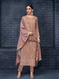 Rose Pink Over All Lucknowi Designer Pant Suit