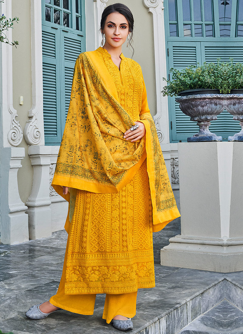 Lucknowi Embroidered Pants Suit
