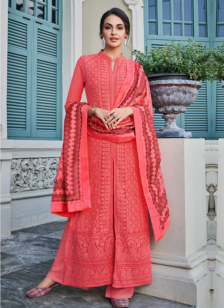 Lucknowi Embroidered Pants Suit
