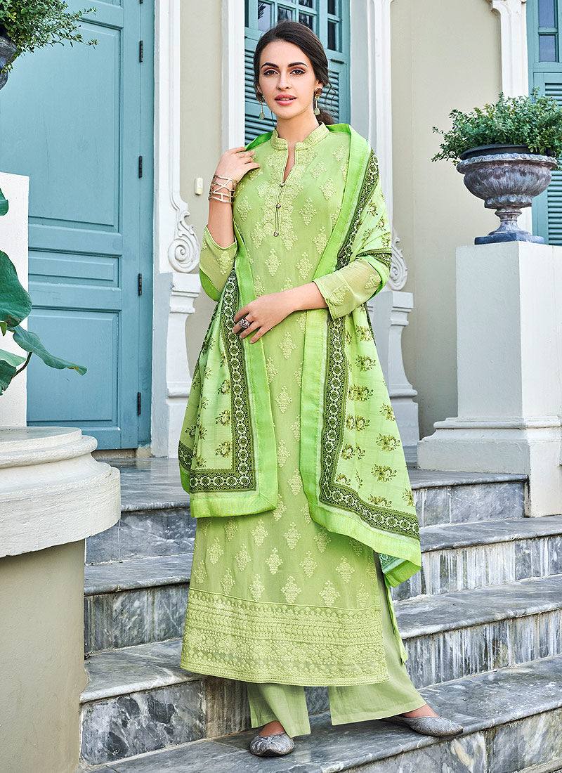  Lucknowi Embroidered Pants Suit
