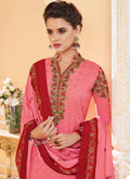 Pink Multi Embroidered Designer Pant Style Suit, Salwar Kameez
