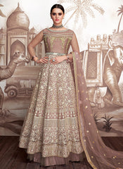 Mauve And Beige Anarkali Suit