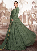 Green Golden Embroidered Anarkali Lehenga Suit, Salwar Kameez