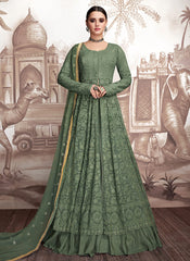 Green Anarkali Lehenga Suit