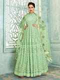 Light Green Lucknowi Kalidar Anarkali Suit
