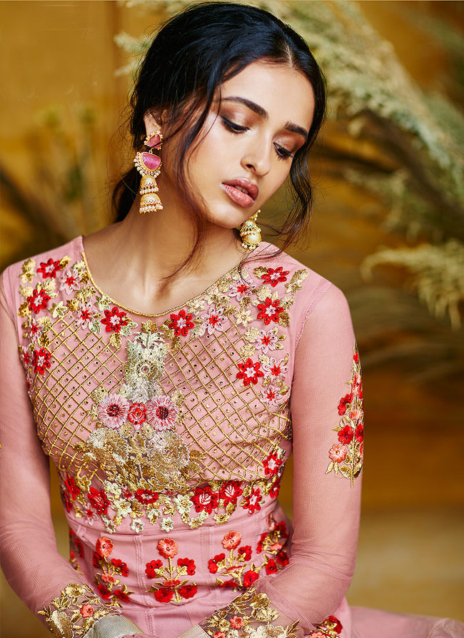 Pink Traditional Layered Bridal Anarkali Suit