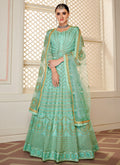 Aqua Blue Lucknowi Anarkali Suit