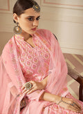Pink Lucknowi Embroidered Anarkali Suit, Salwar Kameez