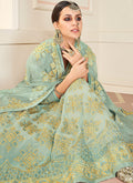 Mint Green Lucknowi Embroidered Anarkali Suit, Salwar Kameez