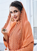 Indian Dresses - Orange Lucknowi Pants Style Suit 