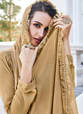 Indian Dresses - Golden Beige Lucknowi Pants Style Suit