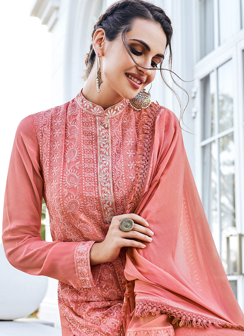 Indian Dresses - Peach Pants Style Suit