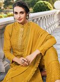 Indian Dresses - Yellow Lucknowi Pants Style Suit