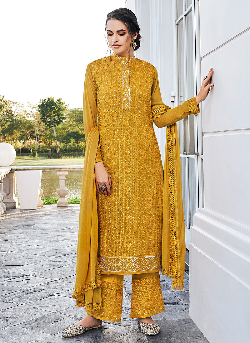 Indian Suits - Yellow Pants Style Suit