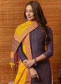 Indian Suits - Purple And Yellow Pant Style Suit