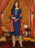 Blue And Orange Salwar Kameez 