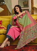 Indian Suits - Pink And Green Pant Style Suit