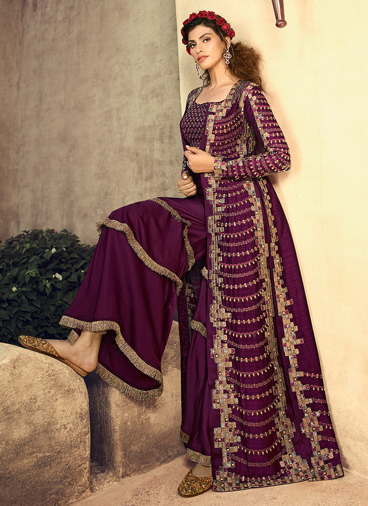 Overcoat Style Palazzo Suit