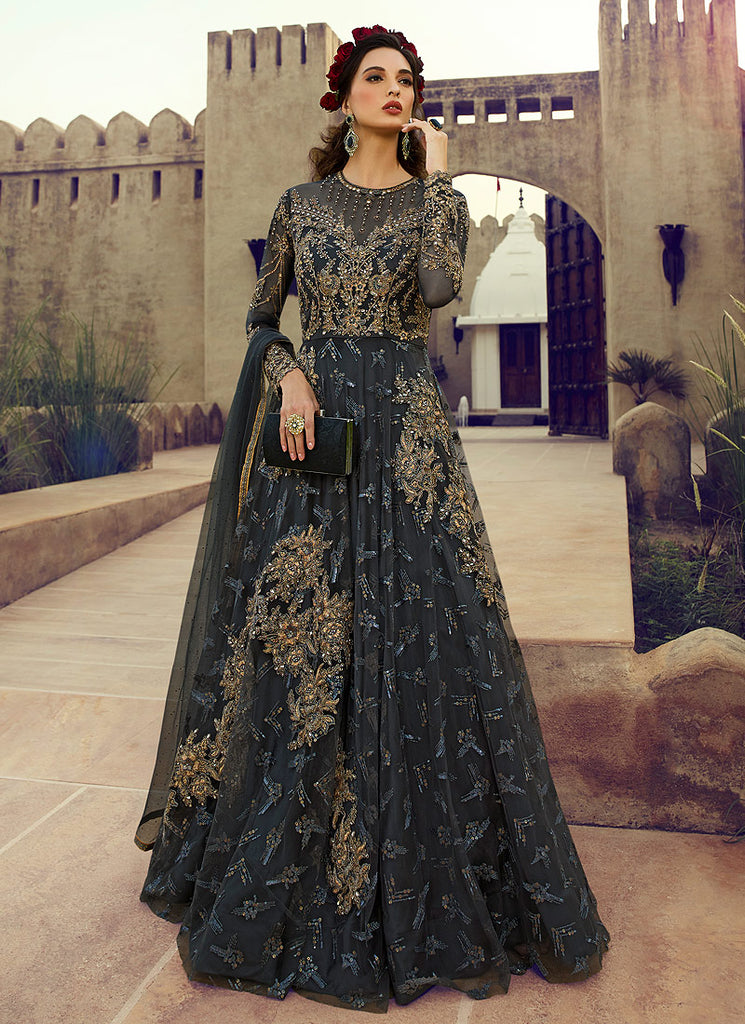 Embroidered Flared Anarkali Suit