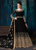 Black All Over Mirror Embroidered Anarkali Suit
