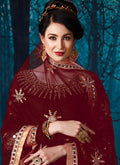 Red All Over Mirror Embroidered Anarkali Suit