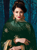 Green All Over Mirror Embroidered Anarkali Suit