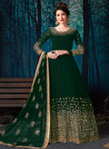 Green All Over Mirror Embroidered Anarkali Suit