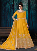 Yellow Mirror Embroidered Designer Anarkali Suit