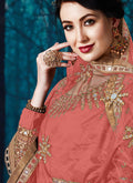 Peach Mirror Anarkali Suit In Canada