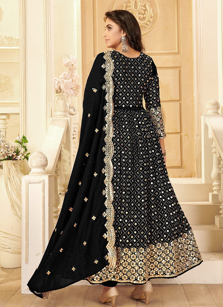 Black Afghani Style Anarkali In usa
