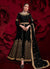 Black Golden Embroidered Slit Style Anarkali Pant Suit