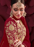 Red Golden Anarkali Pant Suit In usa uk canada
