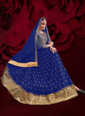 Blue Golden Anarkali Pant Suit In canada