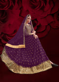 Purple Golden Anarkali Pant Suit In Germany