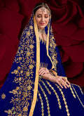 Blue Golden Anarkali Pant Suit In usa