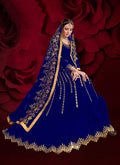 Blue Golden Anarkali Pant Suit In usa uk canada