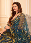 Turquoise Golden Lehenga Choli