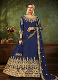 Navy Blue Zari Embroidered Designer Anarkali Suit