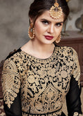 Indian Clothes - Black Golden Afghan Dress