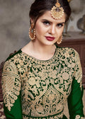 Indian Suits - Green Golden Afghan Dress