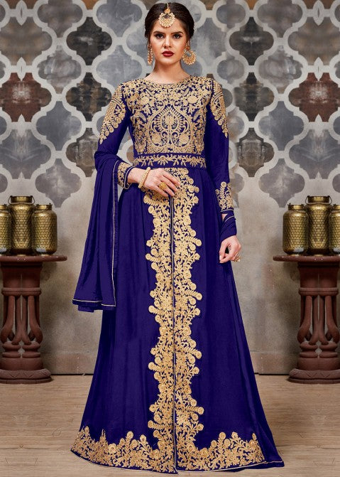 Blue Golden Afghan Dress