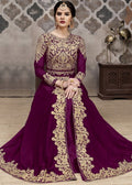 Indian Clothes - Plum Purple Golden Afghan Dress
