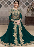 Indian Clothes - Dark Green Golden Afghan Dress