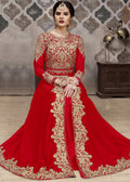 Indian Clothes - Crimson Red Golden Afghan Dress