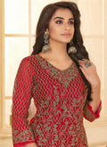 Bridal Red Embroidered Pant style Suit In USA